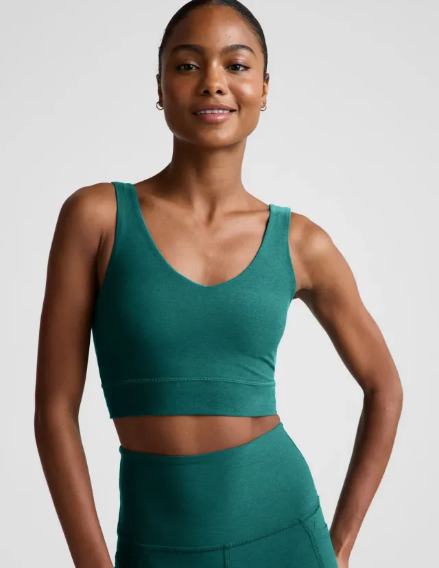 Beyond Yoga Spacedye Good Day Long Line sport-bh Teal Sea Heather mjuk