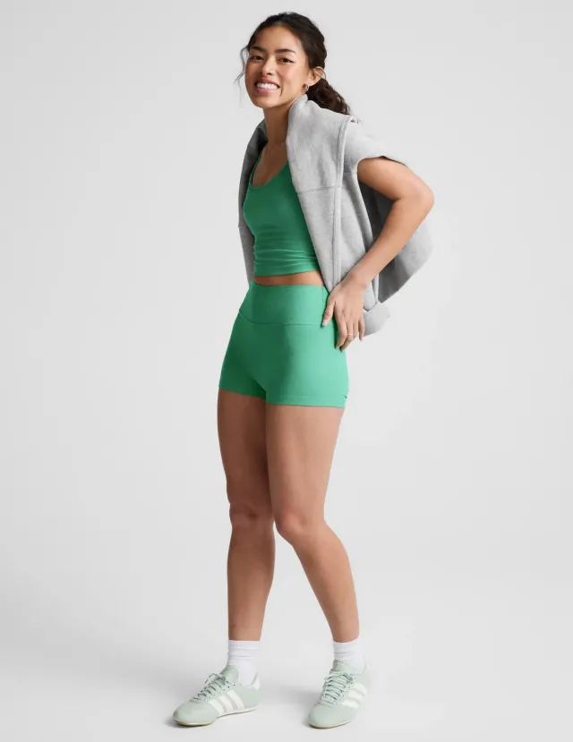 Beyond Yoga Spacedye Keep Pace 3” No Front Seam Shorts Bright Emerald Heather