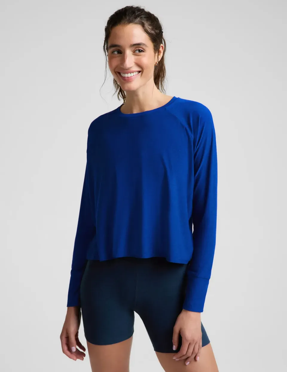 Beyond Yoga Featherweight Daydreamer Pullover långärmad tröja ultra blue lätt