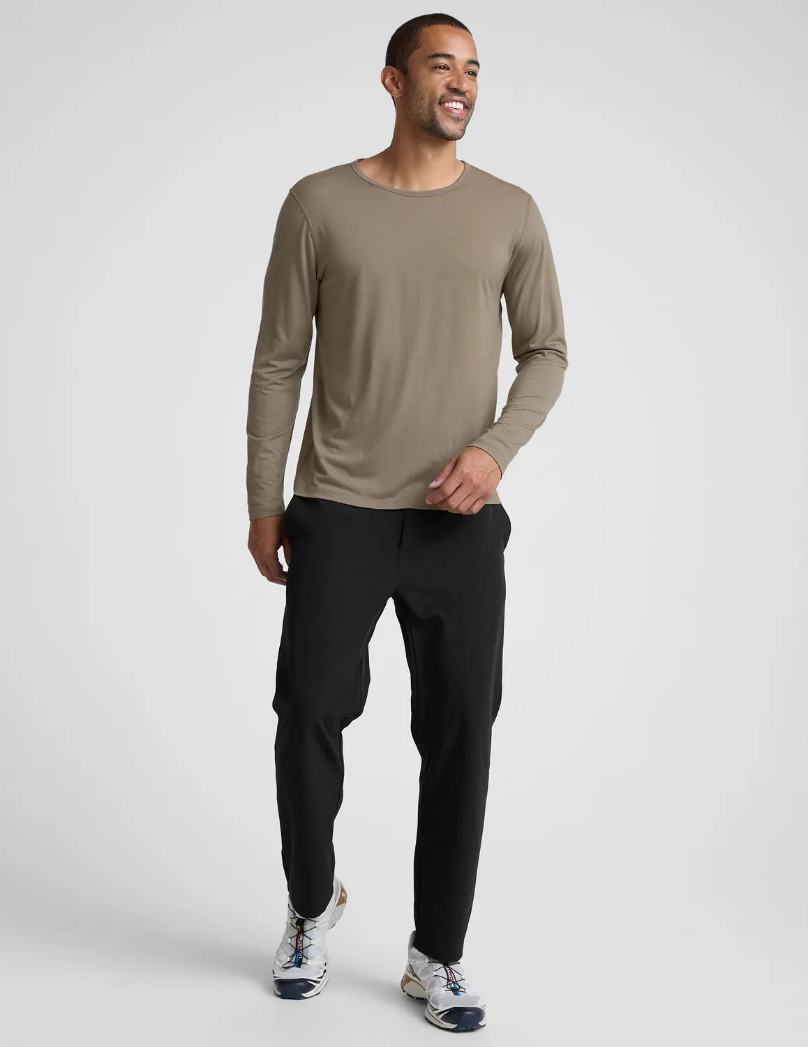 Beyond Yoga Merino Wool Men's Long Sleeve Crew tröja Mushroom