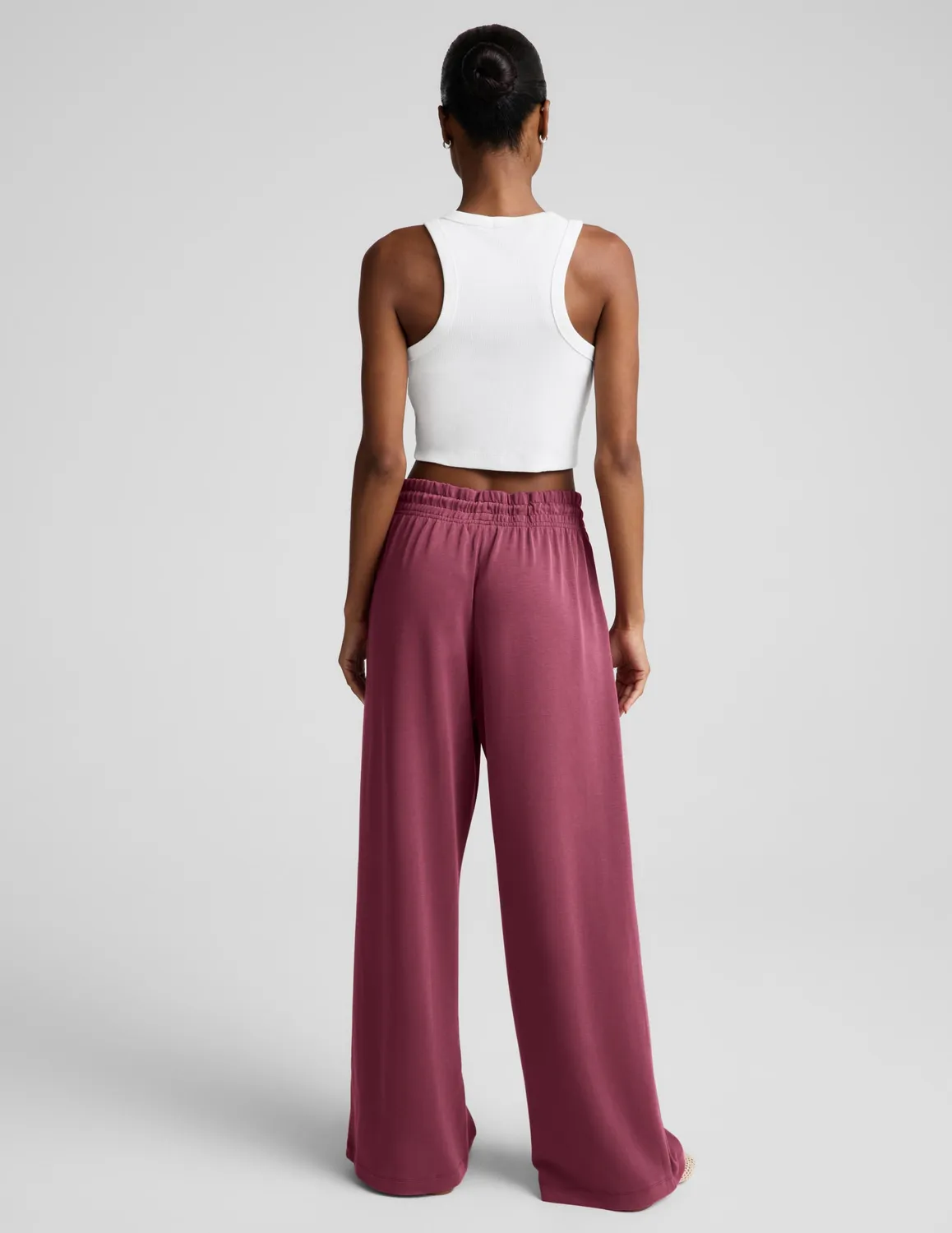 Beyond Yoga Luxe Sandwash Double Knit Wide Leg byxor Muted Mauve hög midja