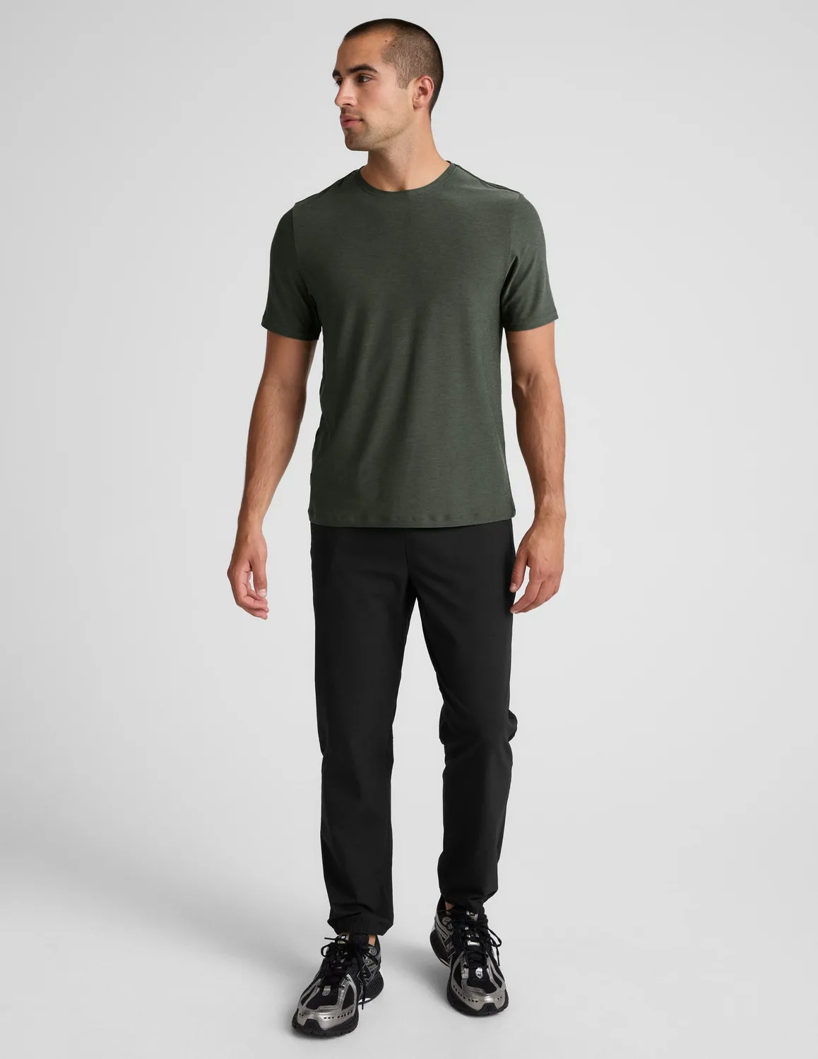 Beyond Yoga Always Beyond Men's Crew Tee 2.0 t-shirt Dusty Forest Heather lätt