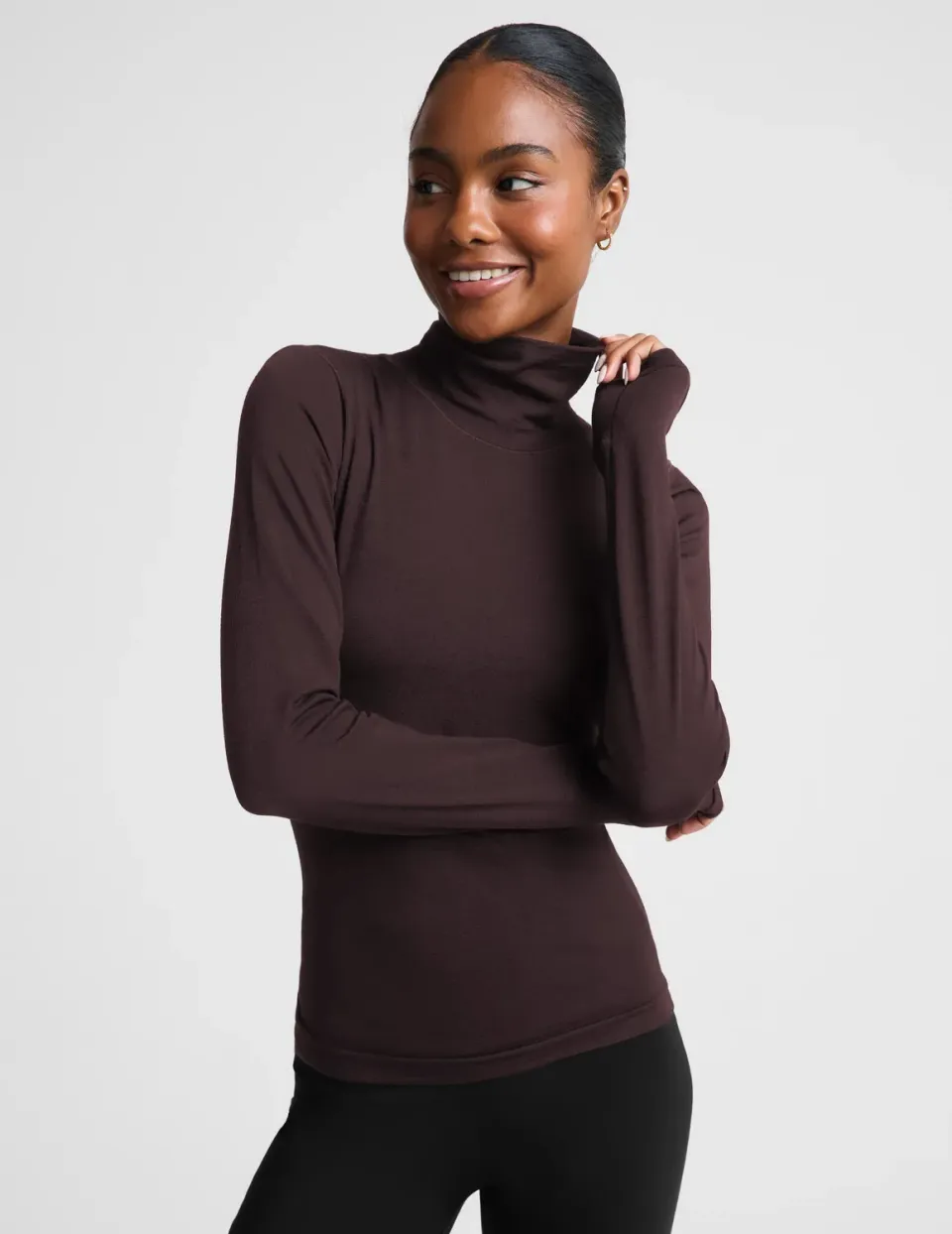 Beyond Yoga LuxeKnit Merino Wool Turtleneck polotröja Cocoa Plum