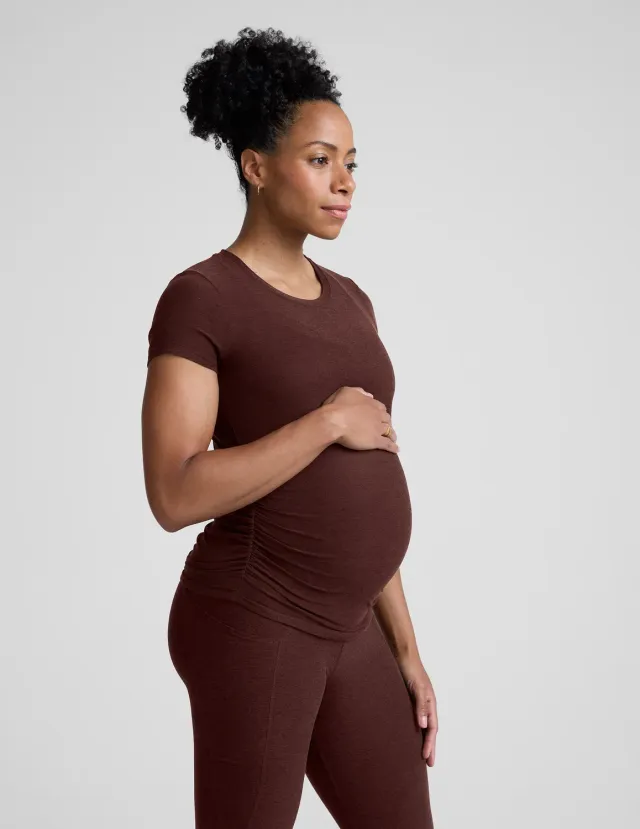 Beyond Yoga Featherweight One & Only Maternity Tee t-shirt Iced Mocha Heather