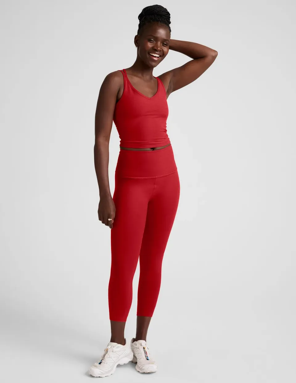 Beyond Yoga Spacedye Walk And Talk caprileggings Holly Red Heather