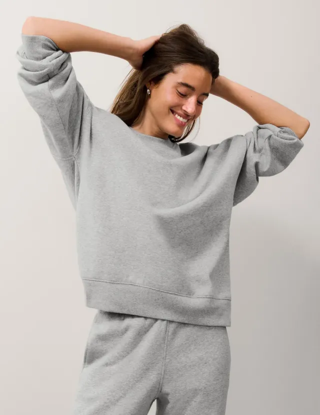 Beyond Yoga LuxeFleece 2.0 Oversized Crewneck sweatshirt Heather Gray