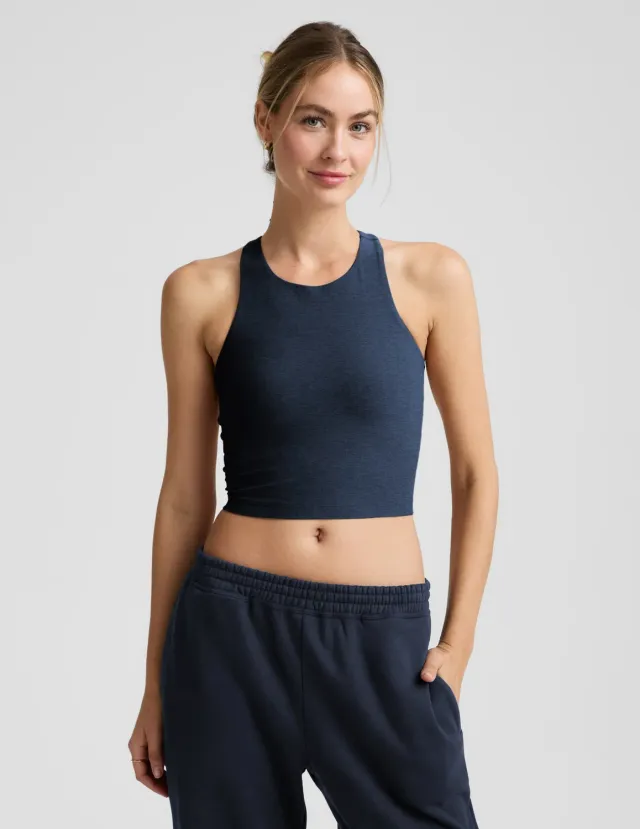 Beyond Yoga Spacedye High Neck Cropped Tank linne Nocturnal Navy med bh