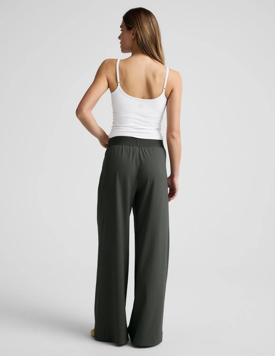 Beyond Yoga Elasticated Wide Leg byxor 31" skiffergrön lätt