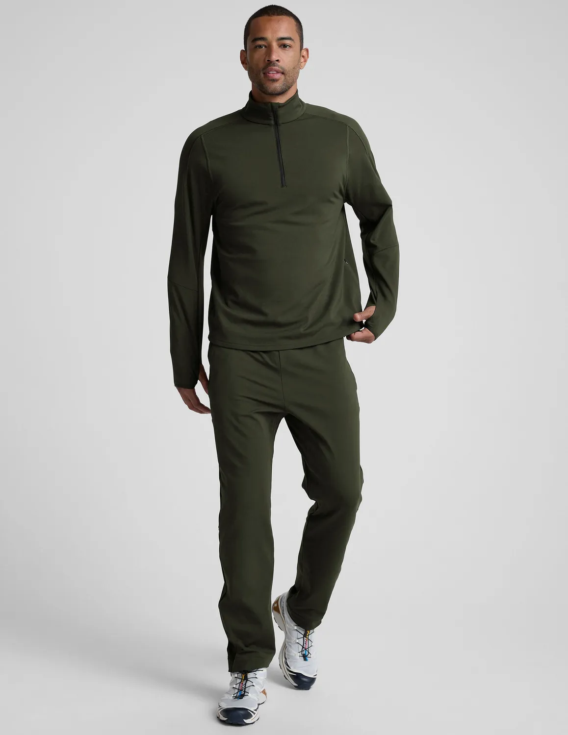 Beyond Yoga Pacer Fleece-Backed Quarter Zip tröja forest moss