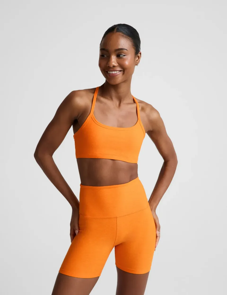 Beyond Yoga Spacedye Slim Racerback sport-bh Bright Citrus Heather mellanstöd