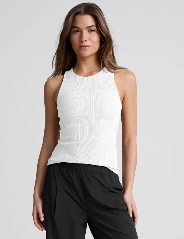 Beyond Yoga Refocus Ribbed Classic Tank linne White fuktavvisande