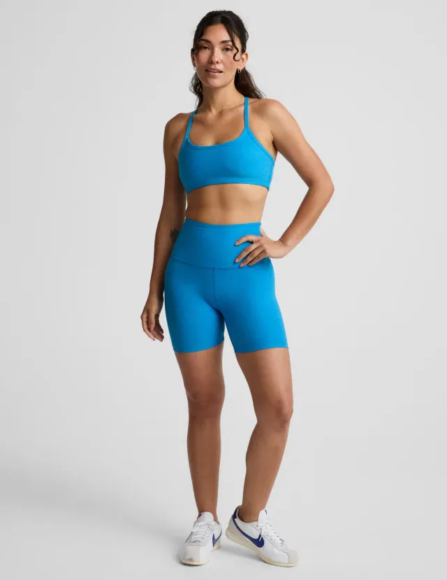 Beyond Yoga Spacedye Keep Pace 5" bikershorts Malibu Lagoon blå melerad