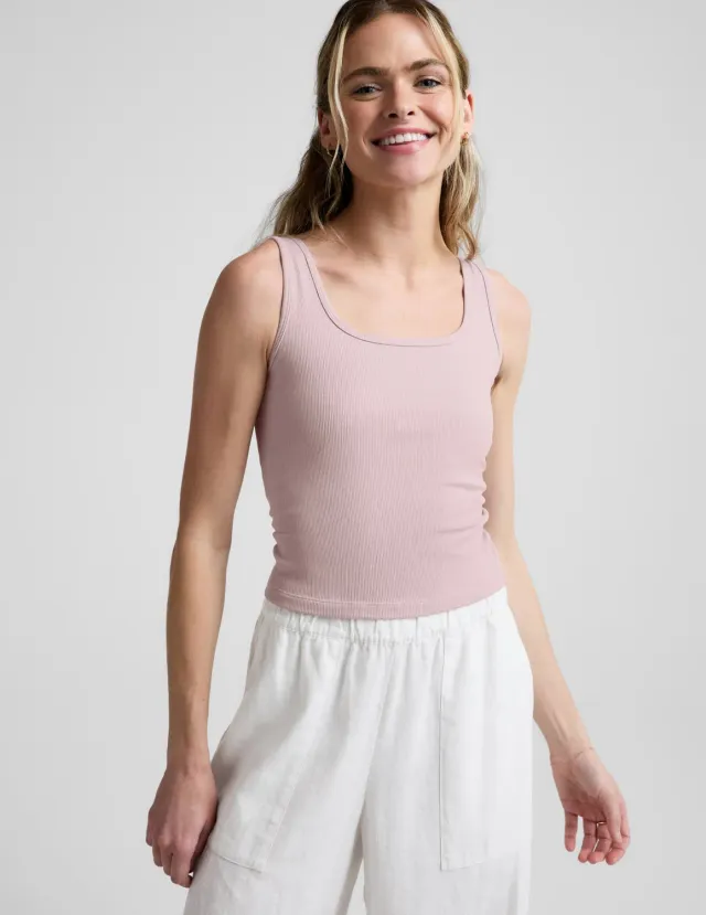Beyond Yoga Keep It Cool Midlength Tank linne Blush Blooms kylande