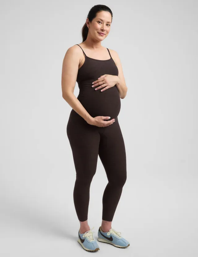 Beyond Yoga Spacedye Uplevel gravidjumpsuit mörkbrun stöd