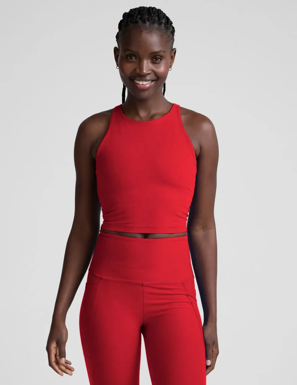 Beyond Yoga Spacedye Refocus Cropped linne Holly Red mjuk