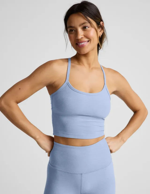 Beyond Yoga Spacedye Slim Racerback Cropped Tank linne Pastel Periwinkle med BH