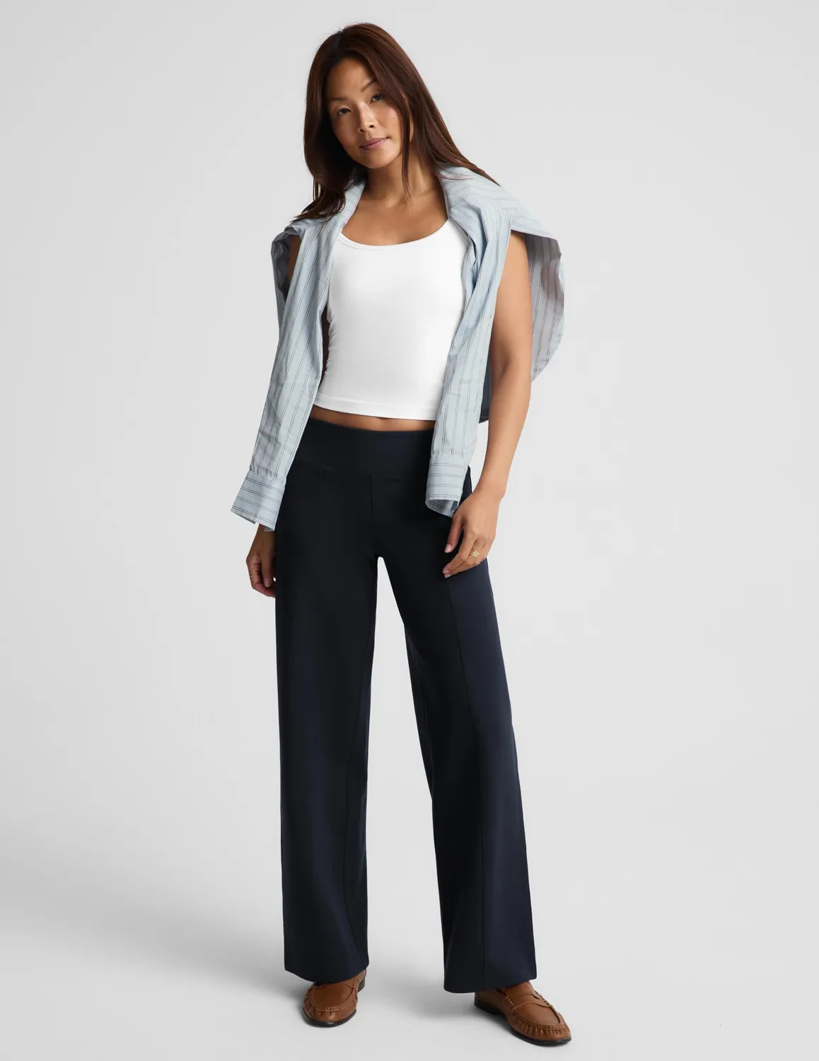 Beyond Yoga Ponte Straight Leg byxor 29" Darkest Navy