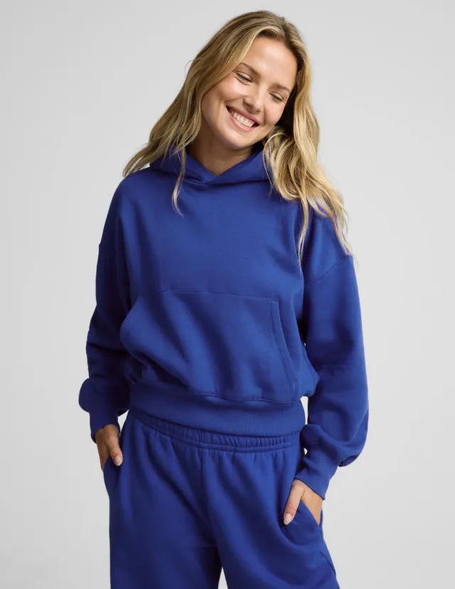 Beyond Yoga LuxeFleece 2.0 Hoodie hoodtröja Ultra Blue bomull