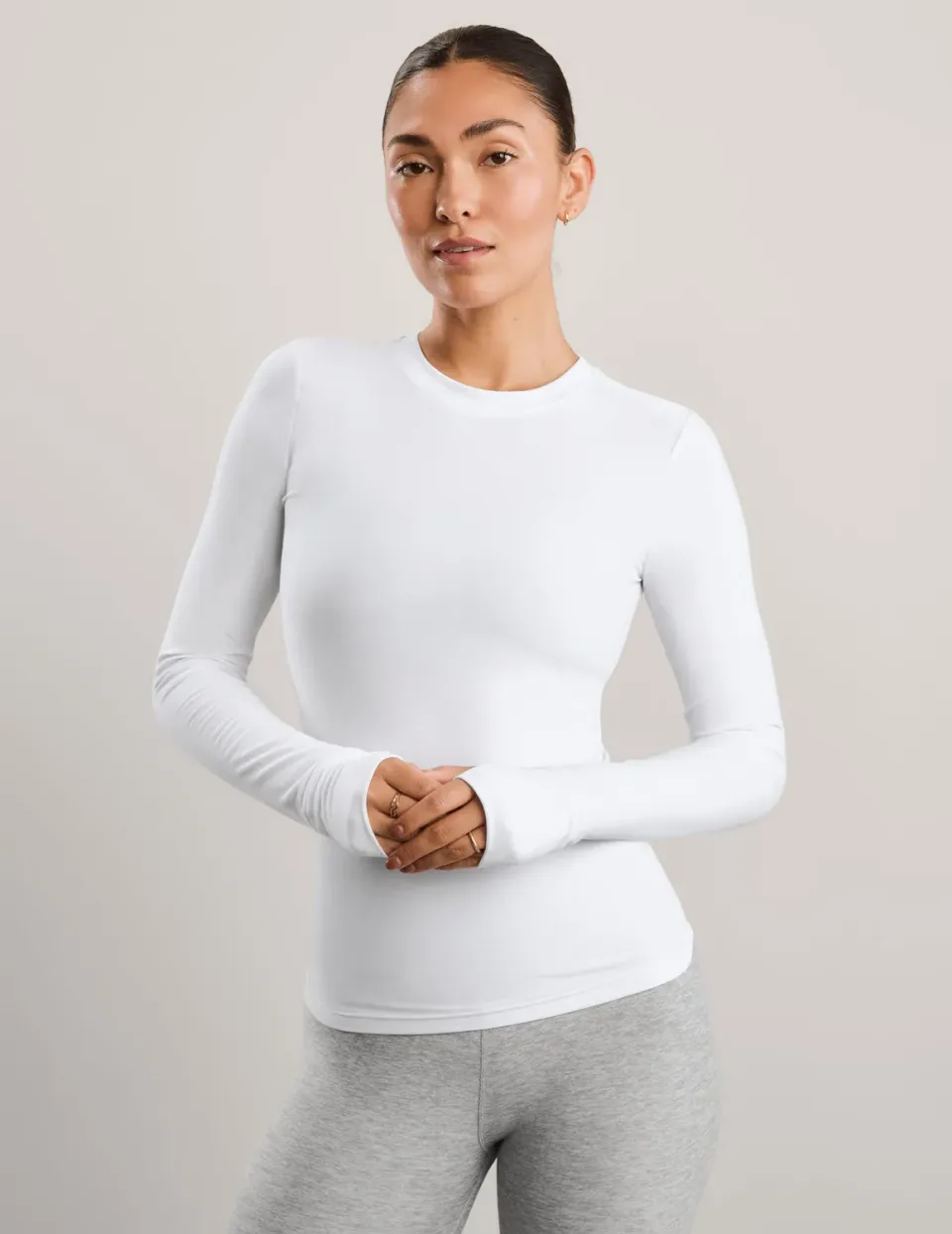 Beyond Yoga Featherweight Select Long Sleeve Crew tröja Cloud White lätt