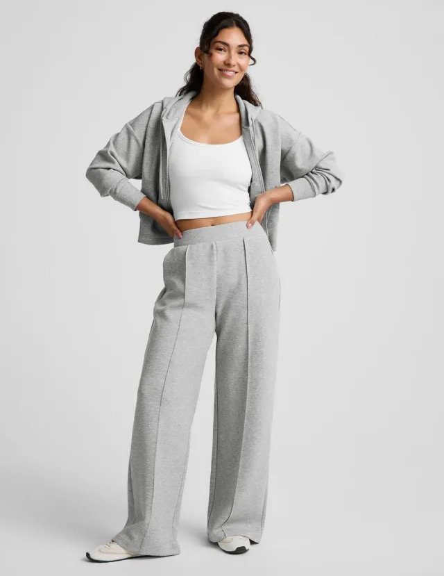 Beyond Yoga SoftSpring Wide Leg Pant 31" träningsbyxor heather gray mjuka