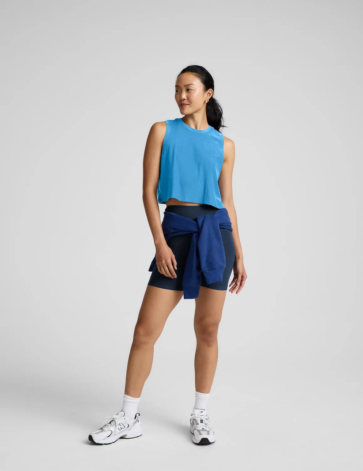 Beyond Yoga Featherweight Minimal Cropped Tank linne Malibu Lagoon Heather sval