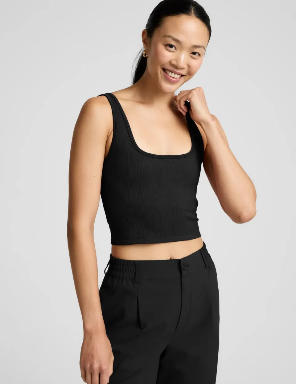 Beyond Yoga Keep It Cool Seamless Cropped Tank linne Black svalkande