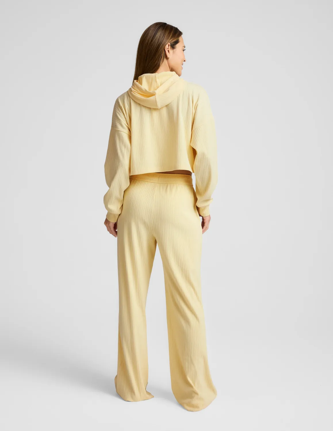 Beyond Yoga Breathe Easy Ribbed Cropped Hoodie Yellow Swirl fickor