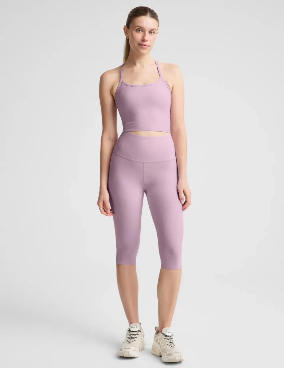 Beyond Yoga Spacedye Pedal Pusher High Waisted leggings Lavender Cream Heather