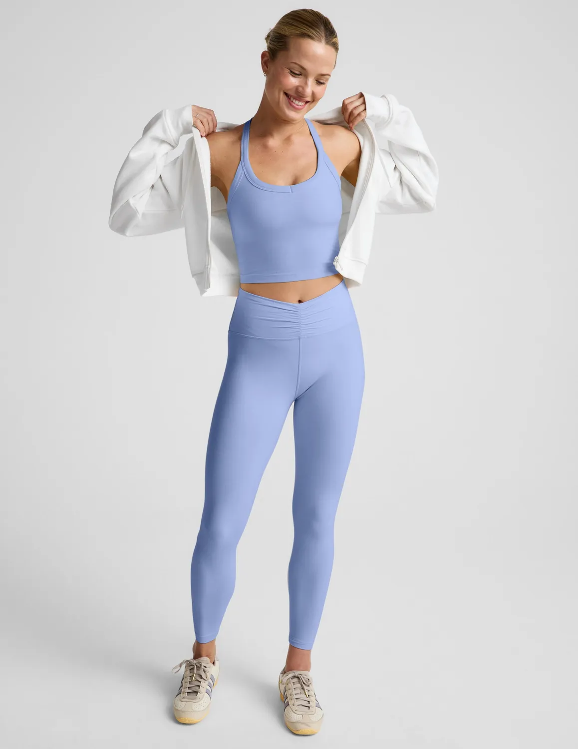 Beyond Yoga Spacedye On The Up Cropped Tank linne Periwinkle lent