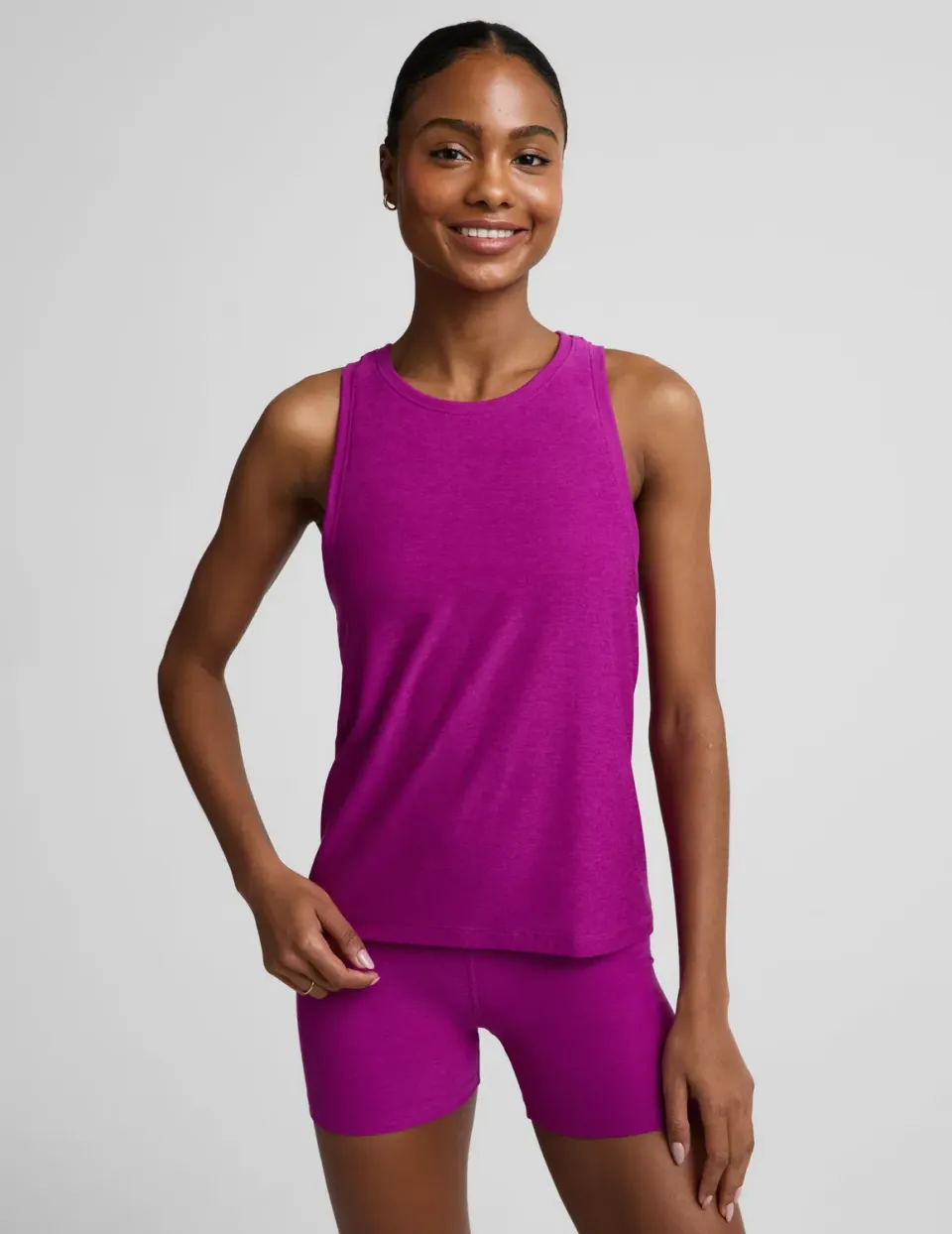 Beyond Yoga Featherweight Rebalance Tank linne Berry Bliss Heather lös