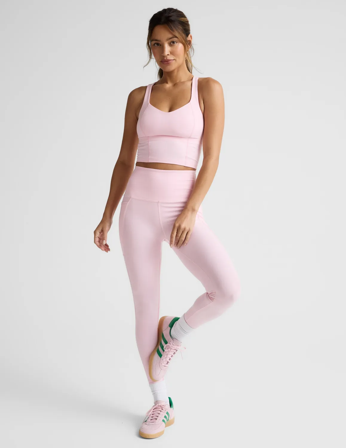 Beyond Yoga Spacedye Intensity Racerback Cropped Tank linne frosty pink medelstöd