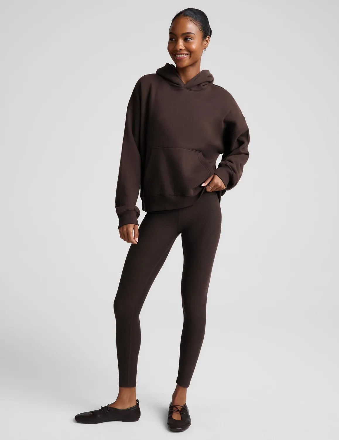 Beyond Yoga LuxeFleece 2.0 Hoodie hoodtröja Dark Chocolate bomull