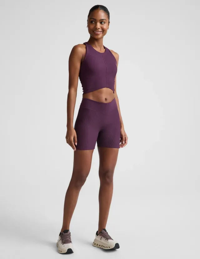 Beyond Yoga Impulse Ribbed V-Waist 5" Biker Short shorts Brilliant Blackberry ribb