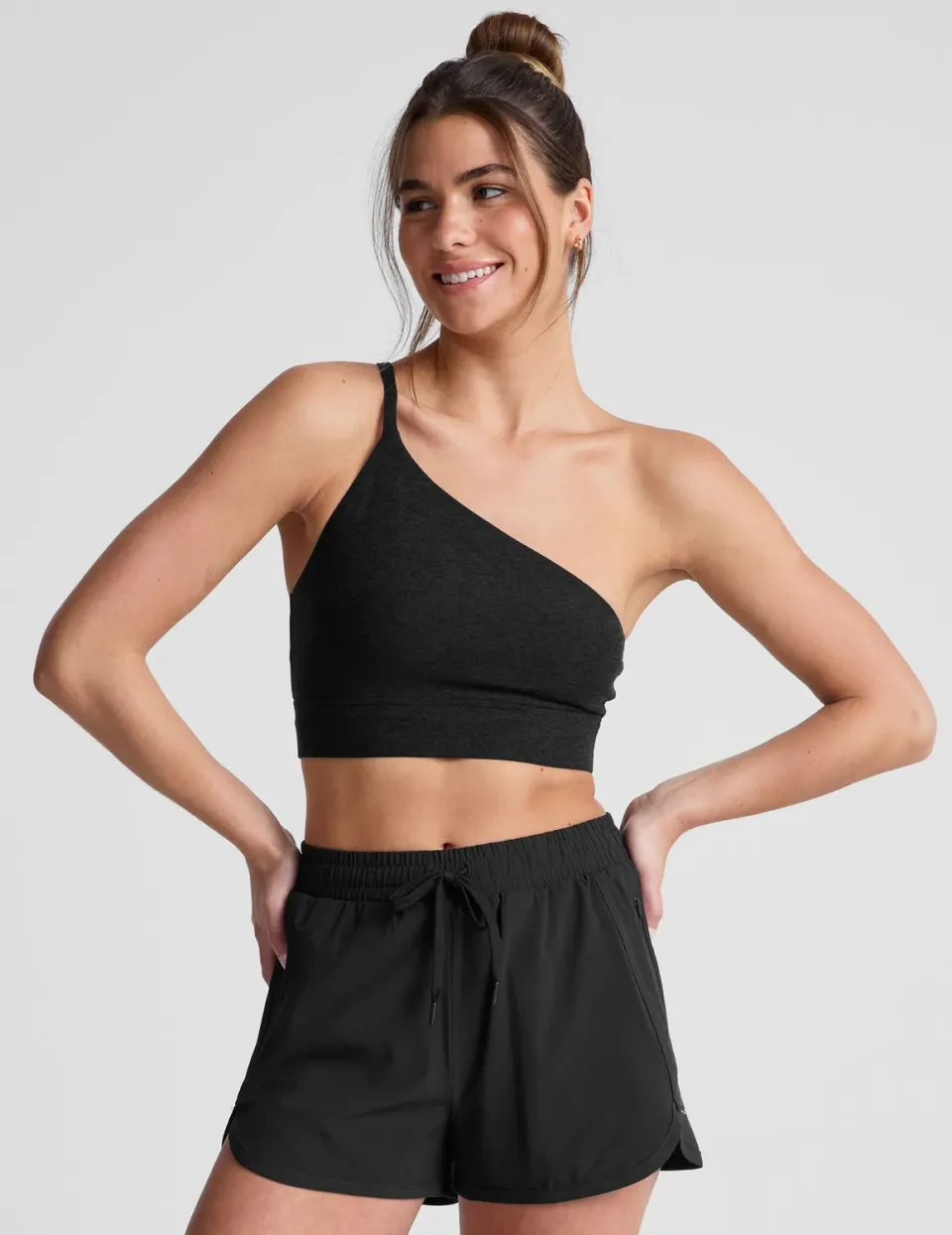 Beyond Yoga Spacedye One Shoulder Long Line sport-bh Darkest Night