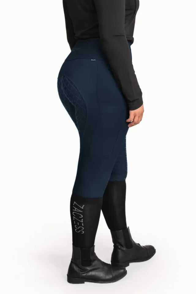 ZacZess Ohio Plus ridleggings ocean full grip hög midja
