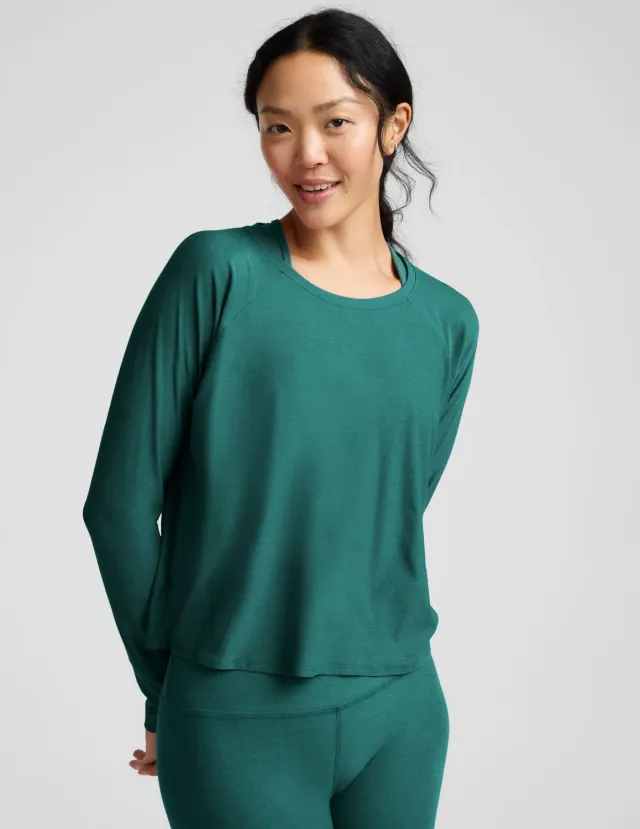 Beyond Yoga Featherweight Daydreamer tröja Teal Sea lätt långärmad
