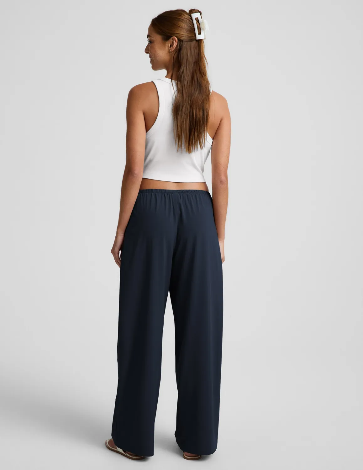 Beyond Yoga Solstice Drawstring Wide Leg 31 byxor Nocturnal Navy vida