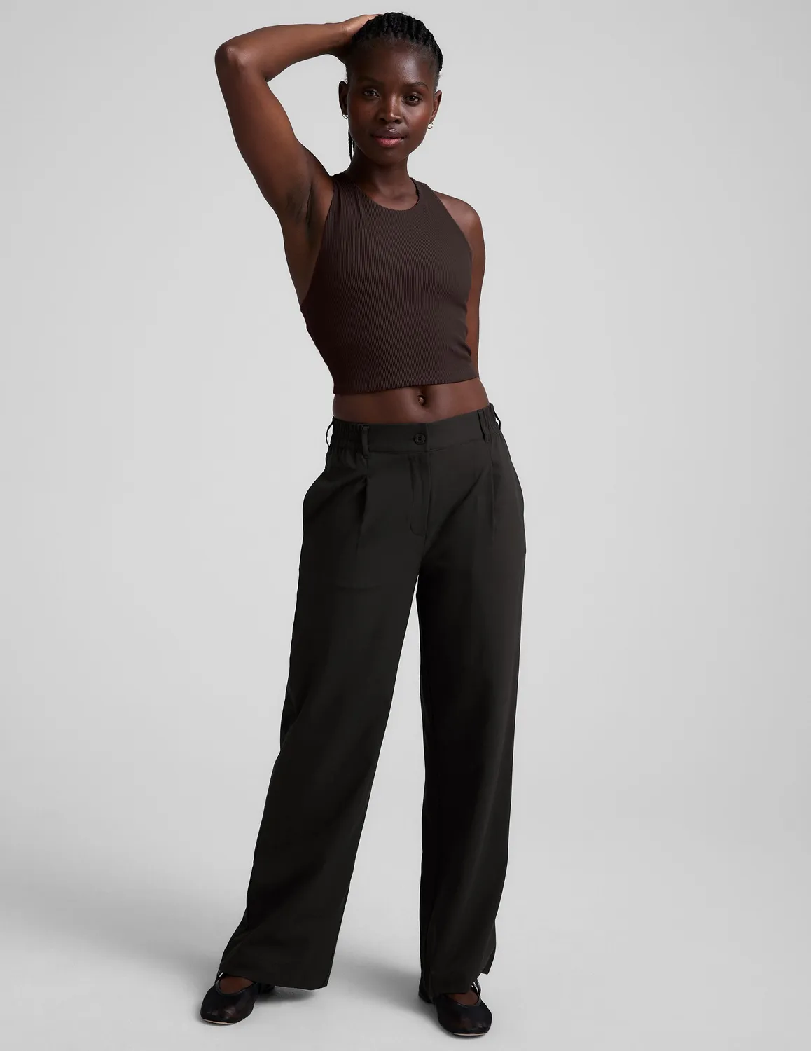 Beyond Yoga Refocus Ribbed Cropped Tank top Dark Chocolate med bh