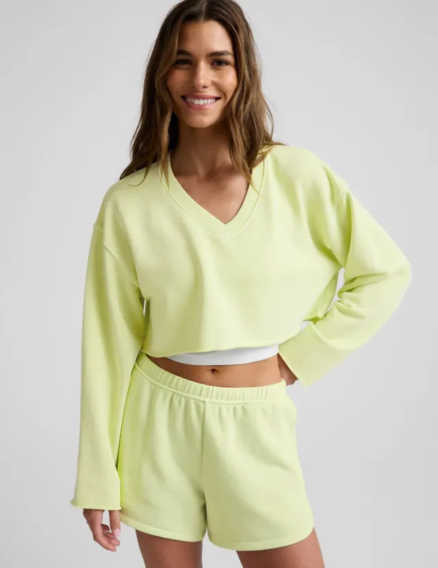 Beyond Yoga Fade Out sweatshirt lime croppad