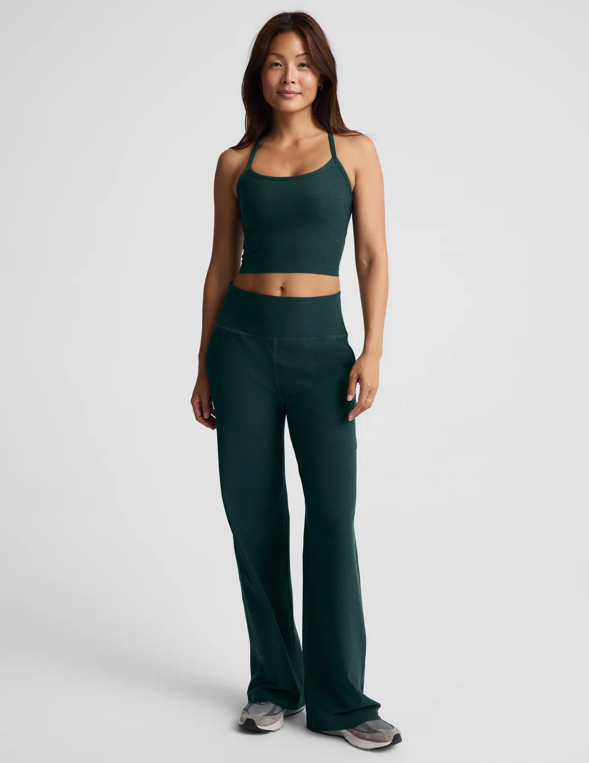 Beyond Yoga Spacedye Slim Racerback Cropped Tank linne Dark Ivy med BH
