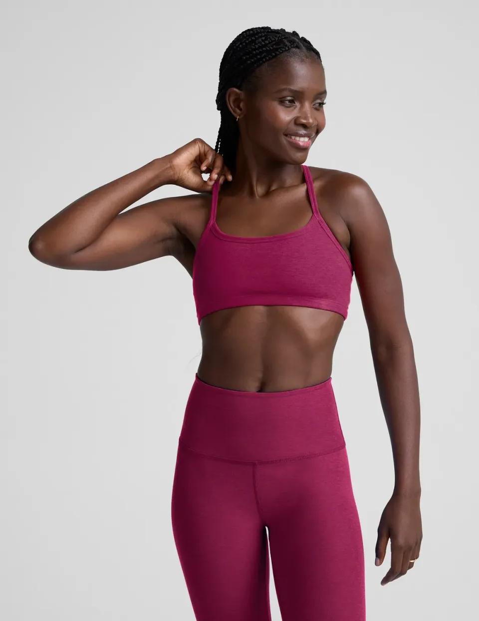 Beyond Yoga Spacedye Slim Racerback Bra bh Sangria Heather mellanstöd