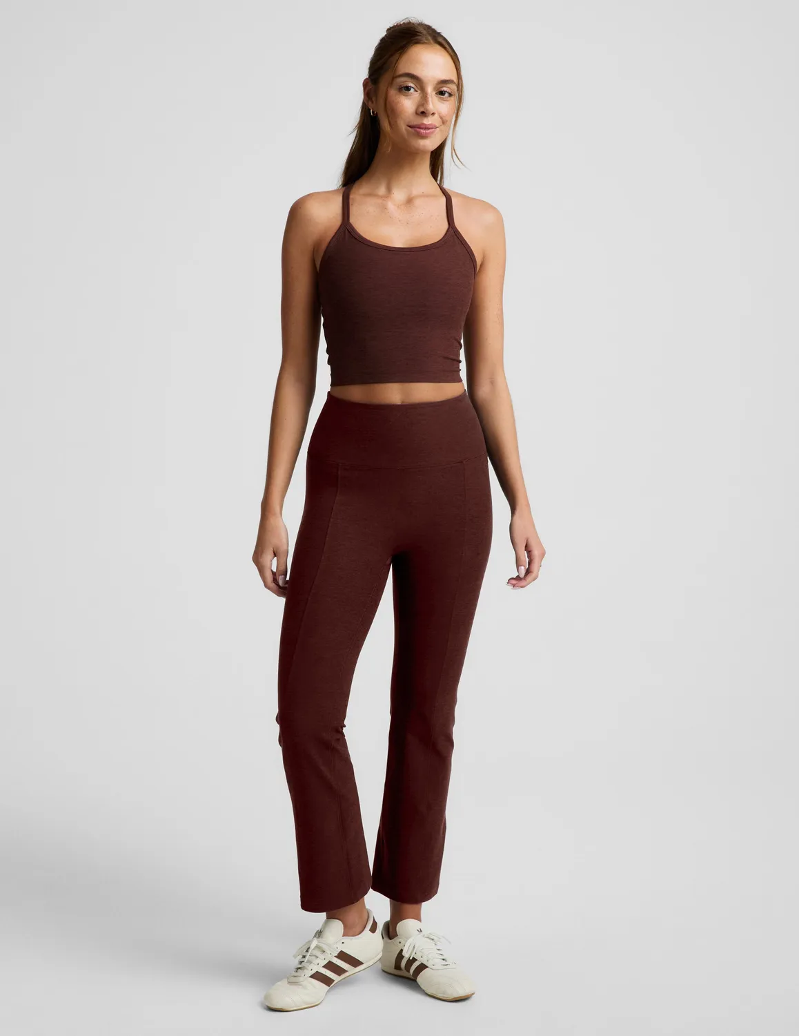 Beyond Yoga Spacedye Slim Racerback Cropped Tank linne Iced Mocha med BH