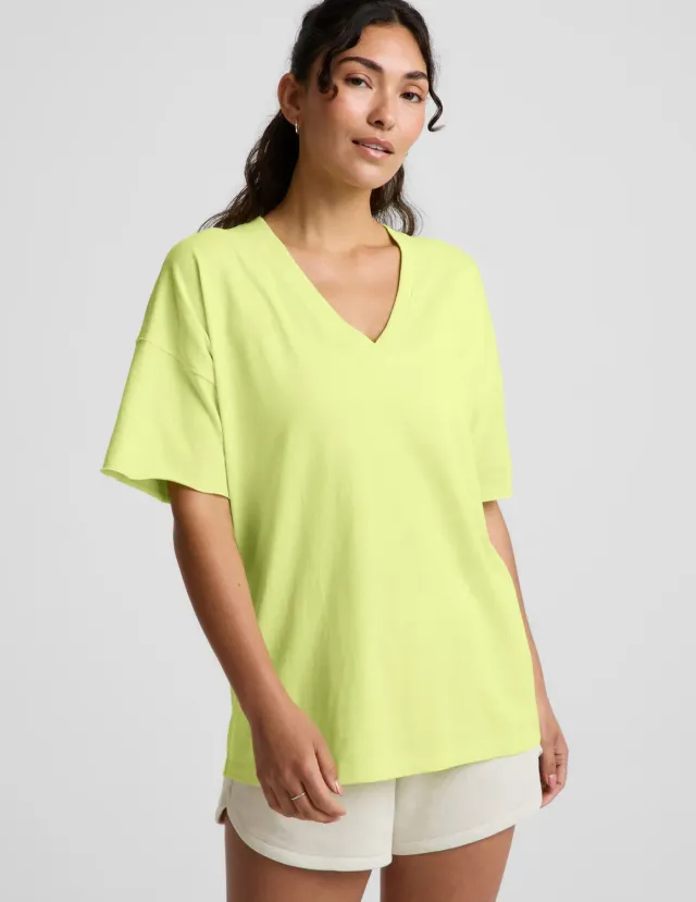 Beyond Yoga SoftKnit Better Than Ever Oversized V-Neck t-shirt Electric Lime