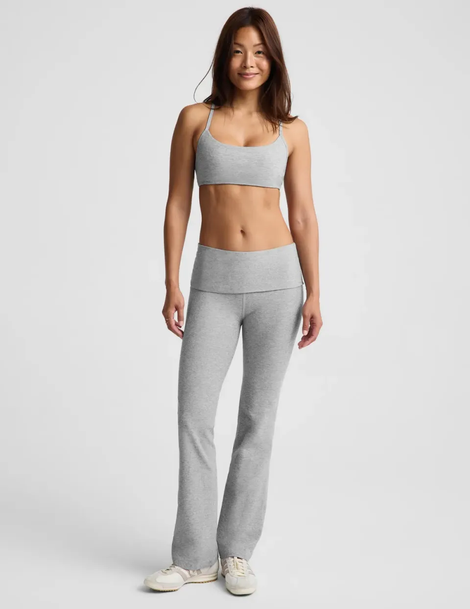 Beyond Yoga Spacedye Foldover Bootcut Träningsbyxor Silver Mist mjuk
