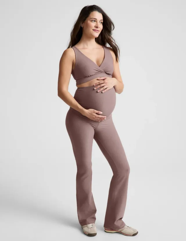 Beyond Yoga Spacedye Practice Maternity Bootcut mammabyxor Rosey Taupe