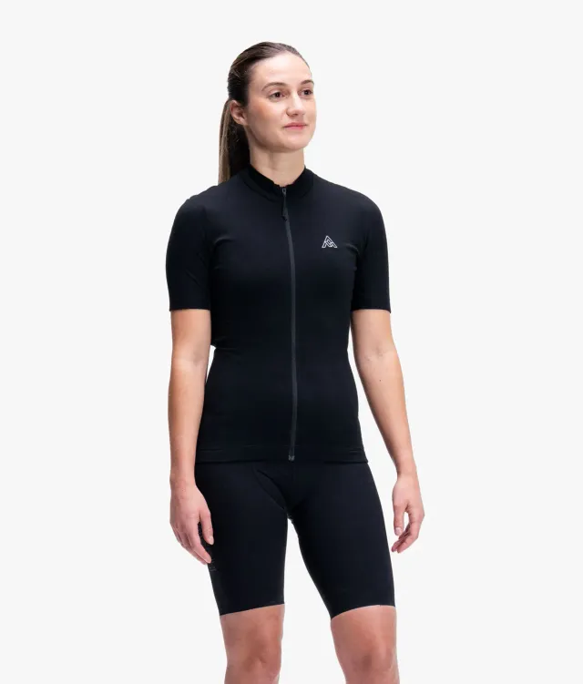 7MESH Ashlu kortärmad cykeltröja dam svart merino