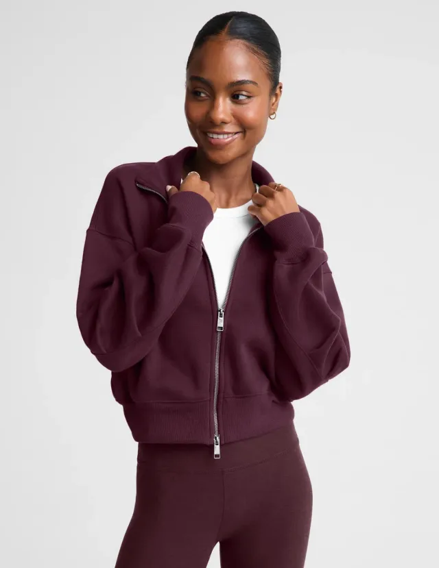 Beyond Yoga LuxeFleece 2.0 Double Zip jacka Cabernet