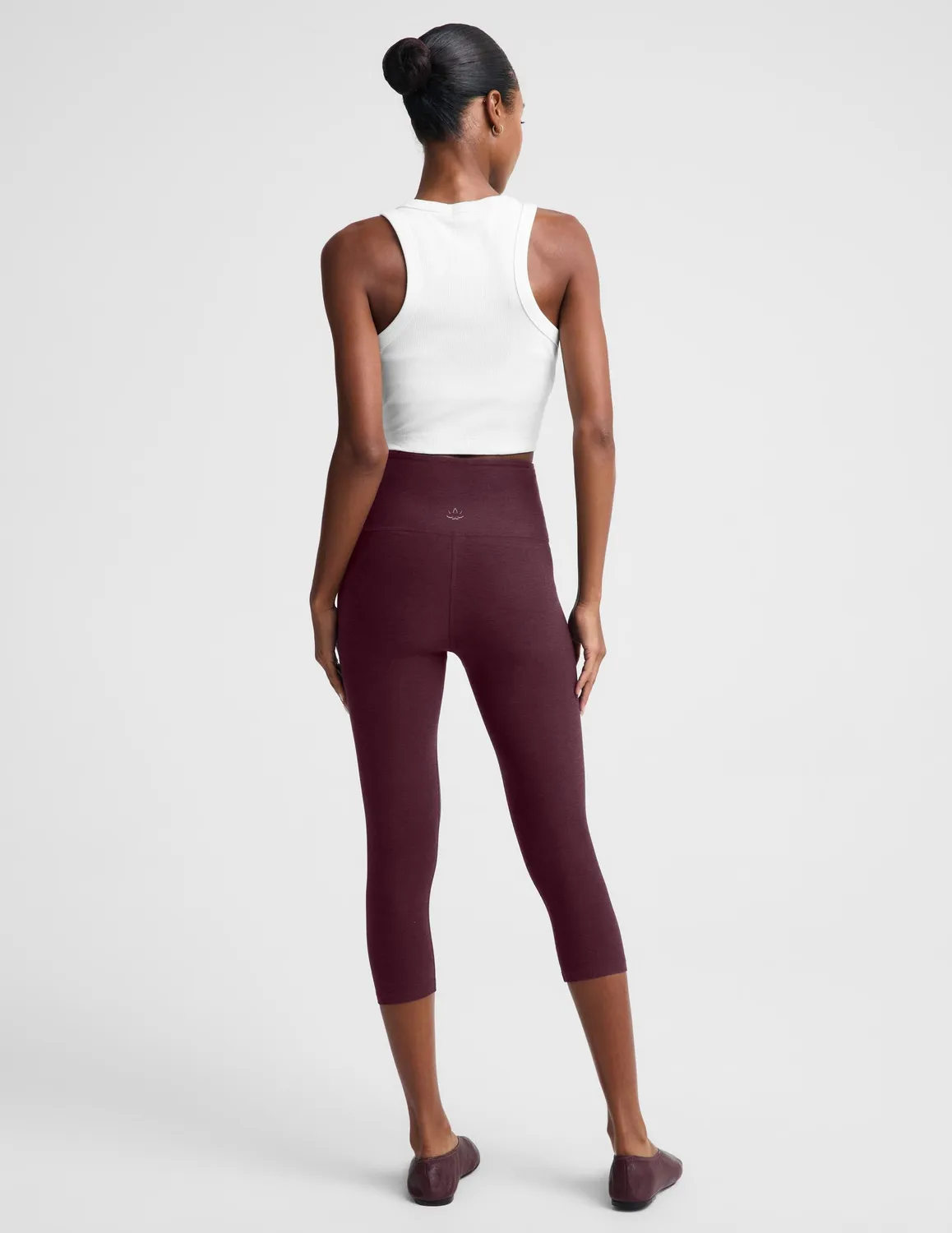Beyond Yoga Spacedye Walk And Talk caprileggings Cabernet Heather hög midja