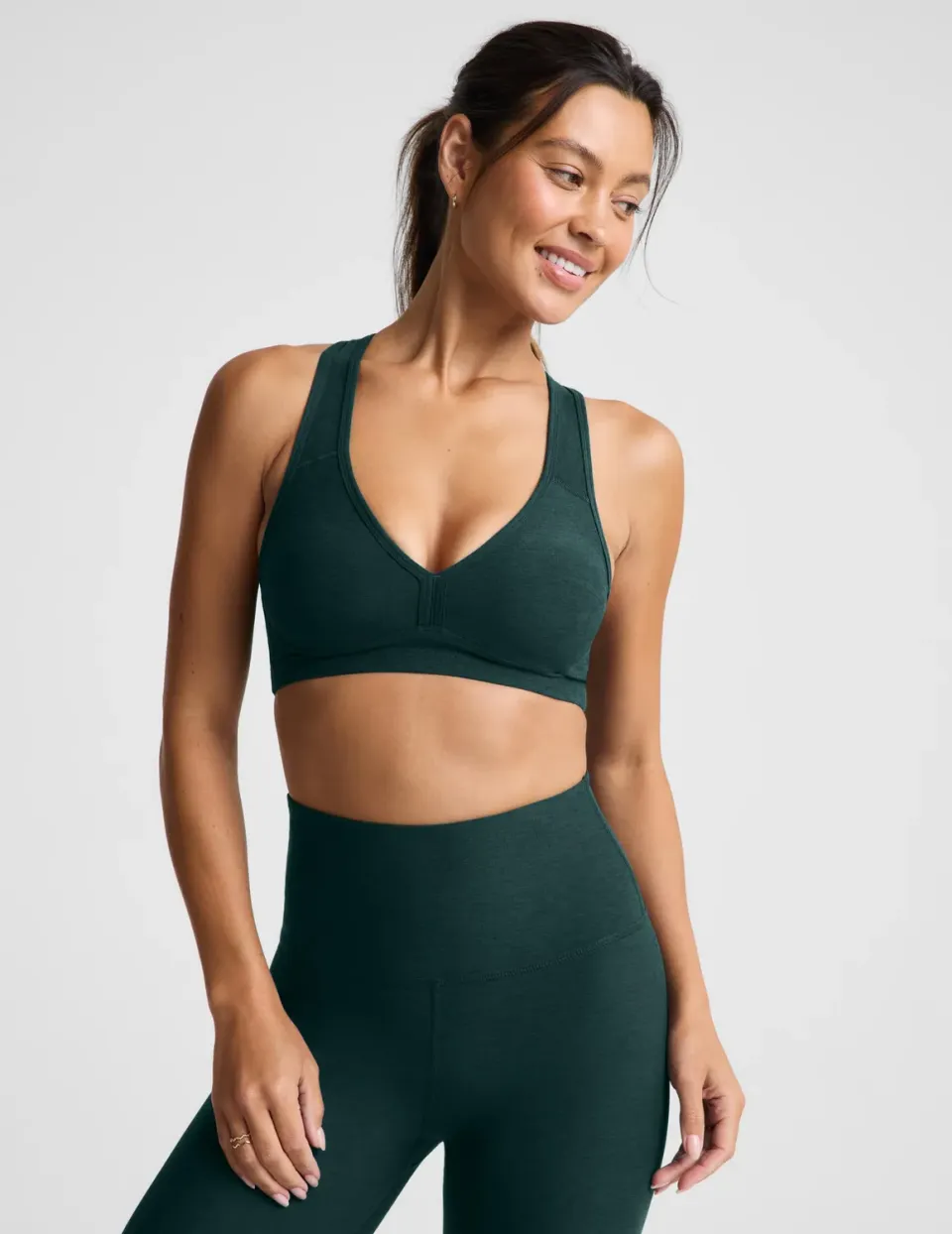 Beyond Yoga Spacedye Lift Your Spirits sportbh Dark Ivy mediumstöd