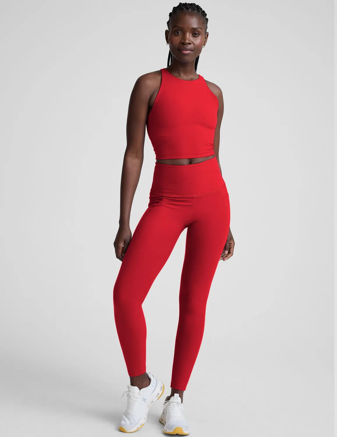 Beyond Yoga Spacedye Refocus Cropped linne Holly Red mjuk